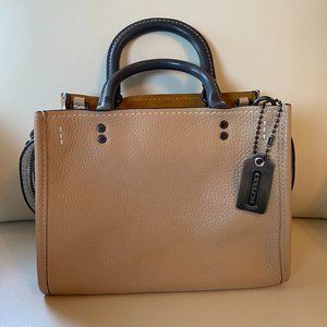 Coach Rogue 25 Beachwood Colorblock Handbag Purse Pebbled Leather Suede